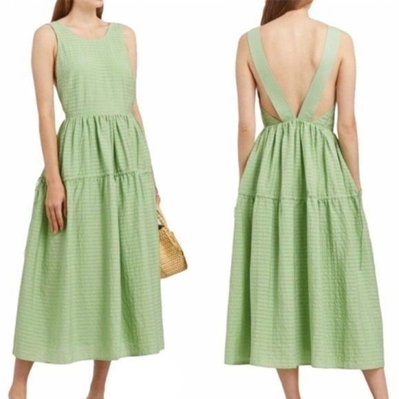 Stine Goya Tulula Dress Women’s Size XL Green Stripe Sage $390 MSRP NWT - Picture 1 of 14